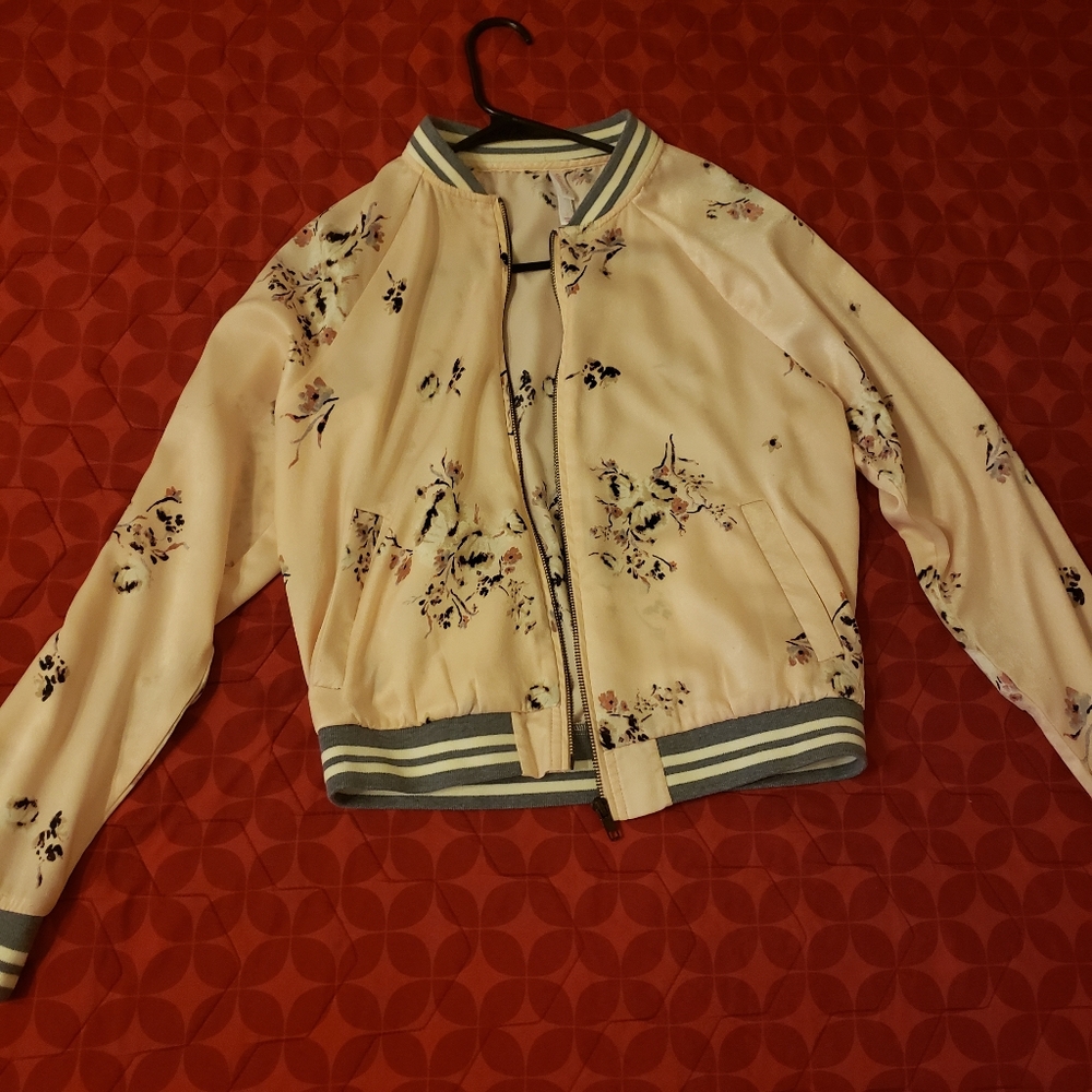 Baby pink with flower prints jacket